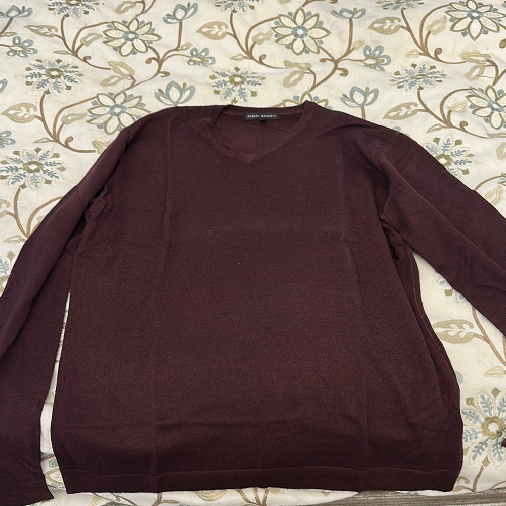 Robert Barakett Burgundy V-Neck Sweater for Men
